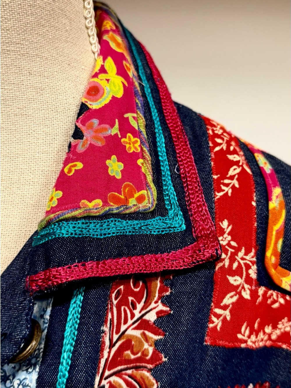 Denim Embroidered/Patchwork Jacket. - Picture 3 of 15